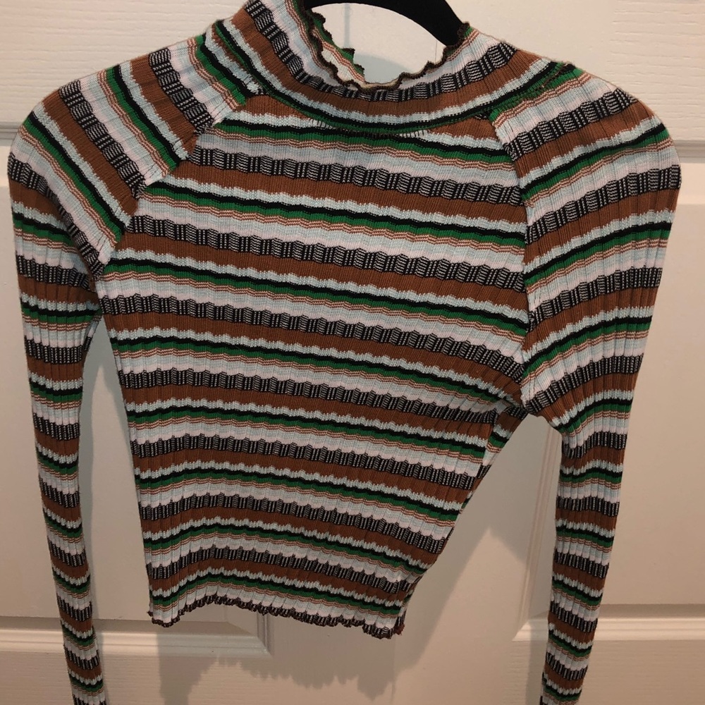 Free People mint striped long sleeve